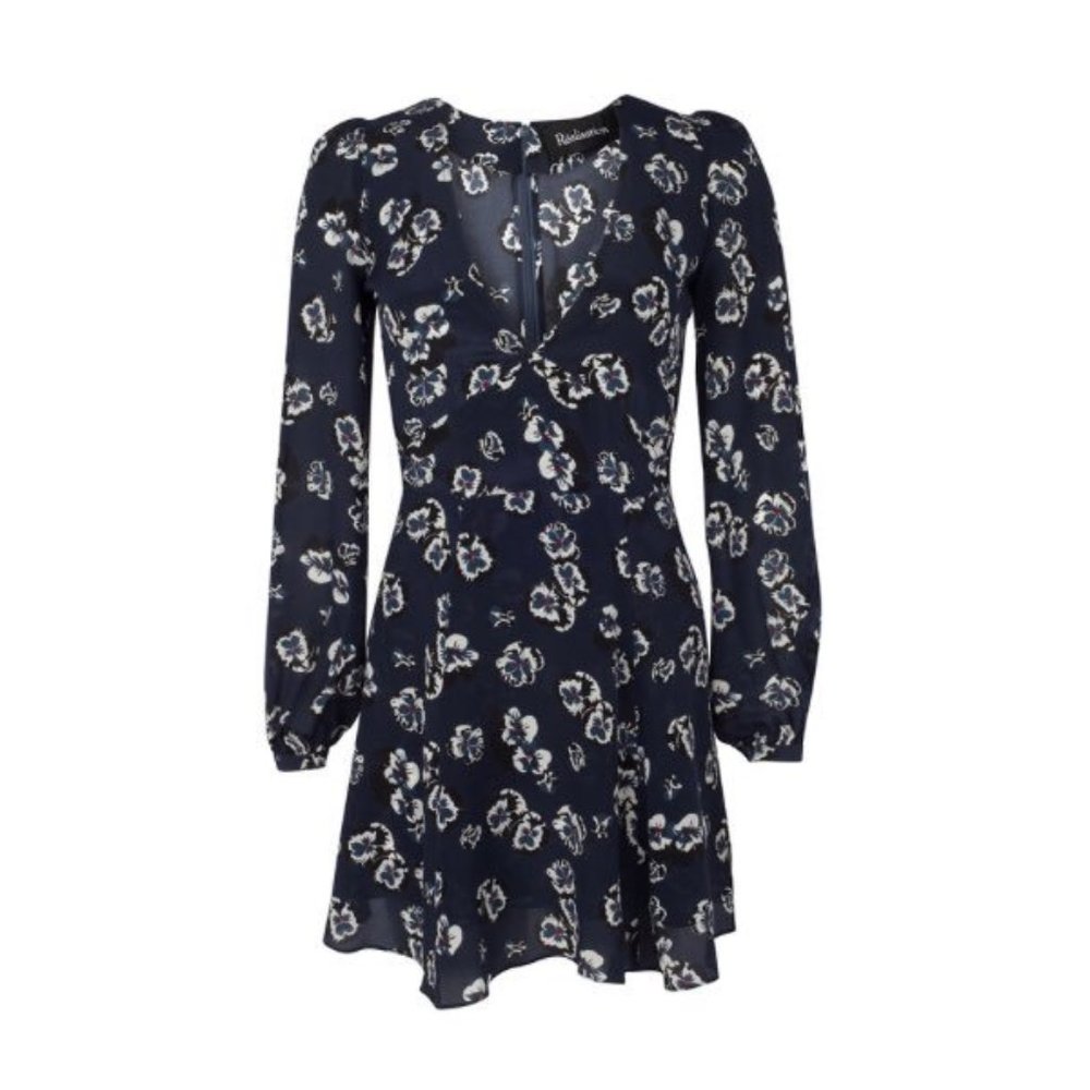 Réalisation Kate Navy Silk Pansy-Floral Dress